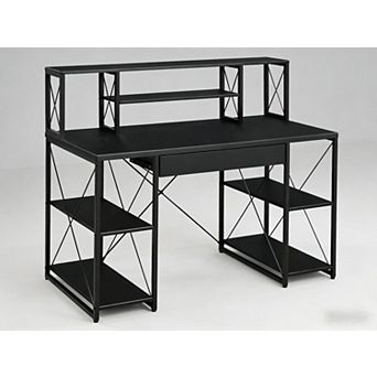 Lufeiya Music Studio Recording Desk with Drawer and Open Storage Compartments, computer Desk