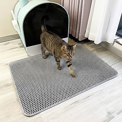 Cat Litter Trapping Mat 24" x 18" Double Layer Honeycomb Design Soft EVA Non Slip Easy Clean