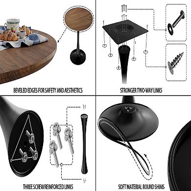 31.5-inch Mid-Century Round Dining Table, Tulip Table, Kitchen Dining Table, Seats 2-4 People, Black