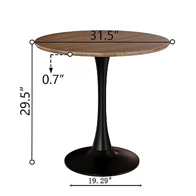 31.5-inch Mid-Century Round Dining Table, Tulip Table, Kitchen Dining Table, Seats 2-4 People, Black