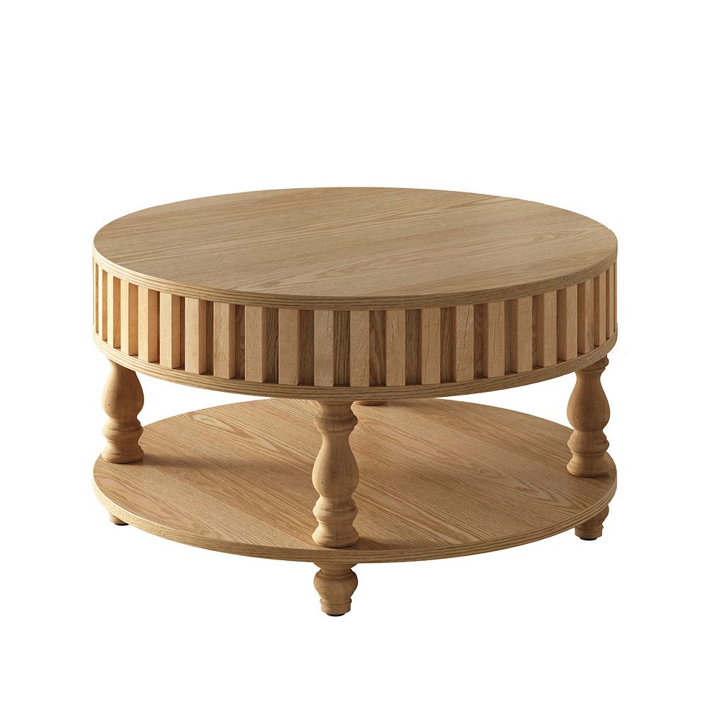Mid-Century Modern Grooved Coffee Table with Storage, Flip-Top and ...