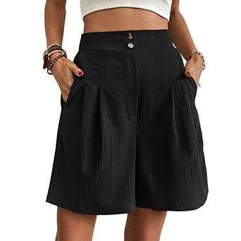 Women's High Waist Wide Leg Shorts Casual Loose Fit Summer Shorts with Pockets