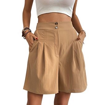 Women's High Waist Wide Leg Shorts Casual Loose Fit Summer Shorts with Pockets