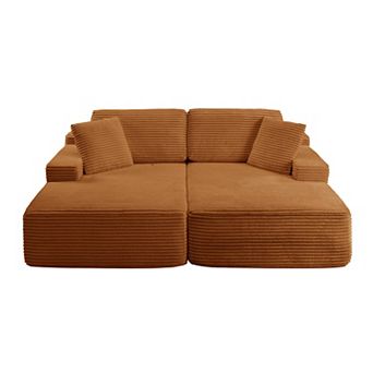 89.3” Oversized Double Chaise Lounge Indoor, Corduroy Chaise Lounge Chair, Upholstered Sleeper Sofa