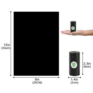 Biodegradable Dog Waste Bags Leakproof Easy Tear Black Cleanup Bags with Dispenser for Pets