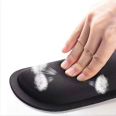 Black Fabric Mouse Pad with Ergonomic Wrist Rest 3 Piece Set Memory Foam Support