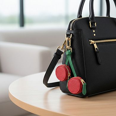 Mini Round Coin Pouch Keychain with Zipper Closure and Clip Attachment