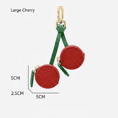 Mini Round Coin Pouch Keychain with Zipper Closure and Clip Attachment