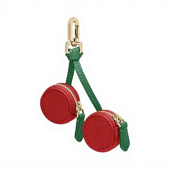 Mini Round Coin Pouch Keychain with Zipper Closure and Clip Attachment