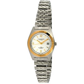 TIMETECH Women's Water Resistant Two-Tone Stainless Steel Expansion Watch