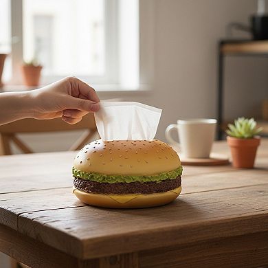 Hamburger Shaped Tissue Box Cover Soft Decorative Tabletop Holder