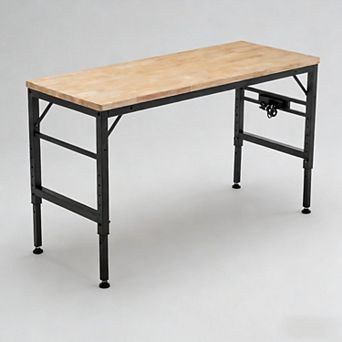 Lufeiya 60" Rubber Wood Top Heavy duty Workstation with Power Outlet,Hardwood Worktable for Workshop