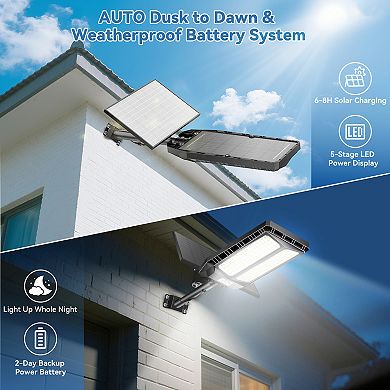 Solar Street Light Motion Sensor, LED Flood Lights Outdoor Waterproof for Parking Lot