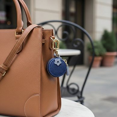 Mini Round Coin Pouch Keychain with Zipper Closure and Clip Attachment