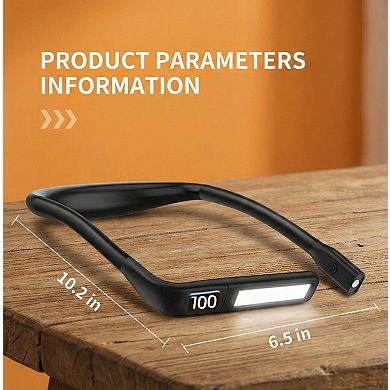 Wearable LED Neck Reading Light with Dual Flexible Arms and Digital Display