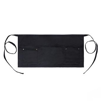 Waist Apron with Adjustable Ties and Dual Front Pockets for Kitchen Cooking Baking and Crafting