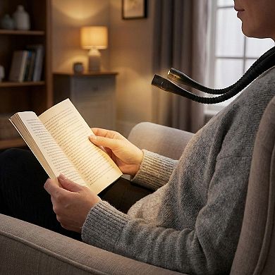 Wearable Neck Reading Light with Dual Adjustable LED Arms and Hands-Free Flexible Design