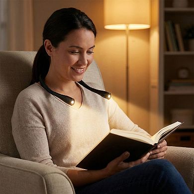 Wearable Neck Reading Light with Dual Adjustable LED Arms and Hands-Free Flexible Design