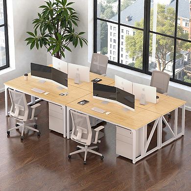 Lufeiya 70 Inch Computer Desk with Thick Desktop, Large Legroom Metal Frame Work Desk