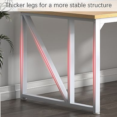 Lufeiya 70 Inch Computer Desk with Thick Desktop, Large Legroom Metal Frame Work Desk