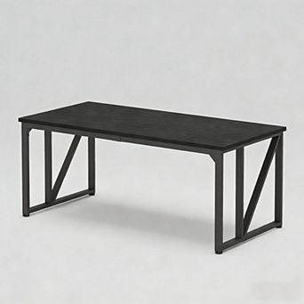 Lufeiya 70 Inch Computer Desk with Thick Desktop, Large Legroom Metal Frame Work Desk