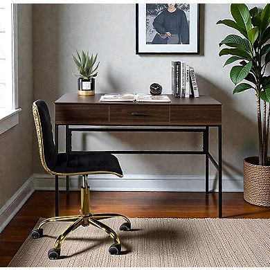 Lufeiya Computer Desk with Built-In USB and Power Outlet, Storage Drawer and Side Compartments