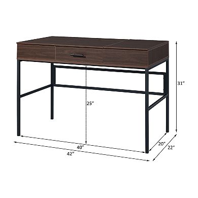 Lufeiya Computer Desk with Built-In USB and Power Outlet, Storage Drawer and Side Compartments