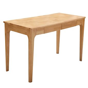 Lufeiya 47" Solid Wood computer Desk with Double Drawers, Edge Standing Desk, Home Office Desk