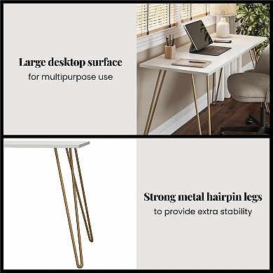 Lufeiya Minimalist Writing Desk with Hairpin Legs, Industrial Style Compact Study Table
