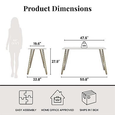 Lufeiya Minimalist Writing Desk with Hairpin Legs, Industrial Style Compact Study Table