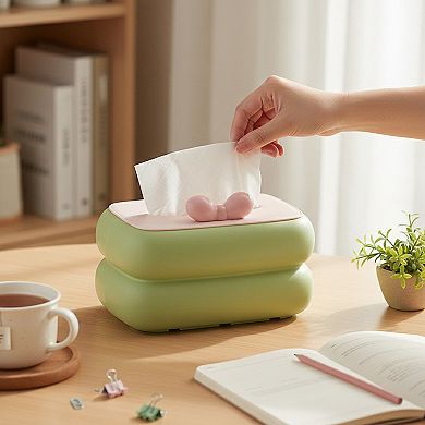Decorative Soft Touch Tissue Box Cover with Rounded Design