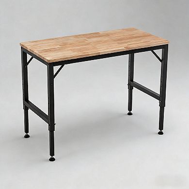 Lufeiya 48" Heavy-Duty computer desk Adjustable Workbench, Rubber Wood Tabletop with Rubber Pads