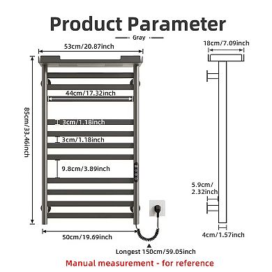 Heated Towel Rack Warmer with Shelf and Wi-Fi,Electric Wall Mounted,Timer & Adjustable Temperature