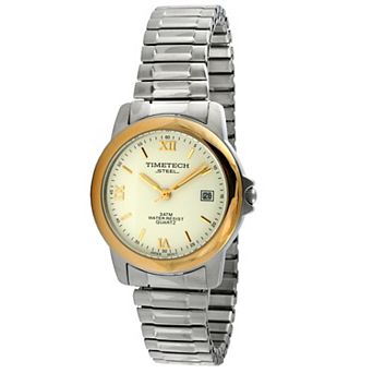 TIMETECH Men's 3ATM Water Resistant Two-Tone Expansion Bracellet Watch with Date Window