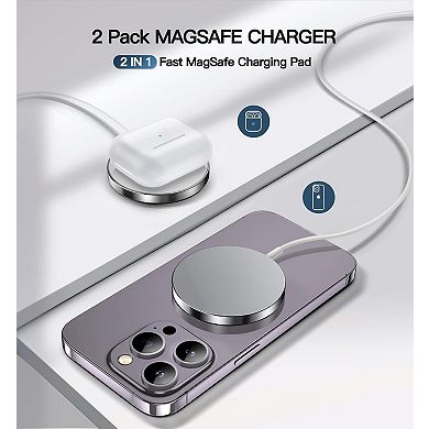 2 Pack Magnetic Wireless Charger 15W Fast Mag Safe Charger for Cell iPhone 17 Pro Max/17 Pro/17 Air