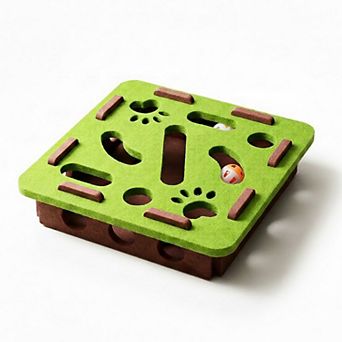 Interactive Cat Puzzle Toy with Felt Top and Jingle Balls Durable Indoor Cat Activity Board