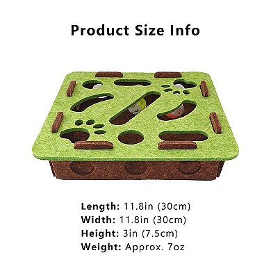 Interactive Cat Puzzle Toy with Felt Top and Jingle Balls Durable Indoor Cat Activity Board