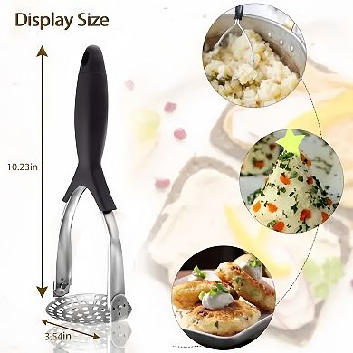 Stainless Steel Potato Masher with Ergonomic Handle for Mashed Potatoes and Vegetables
