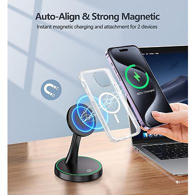 Magnetic Wireless Charger iPhone, 2 Pack 15W Fast Mag-Safe Charger Stand