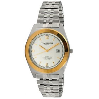 TIMETECH Men's Water Resistant Quartz Miyota Two-Tone Stainless Steel Expansion Watch