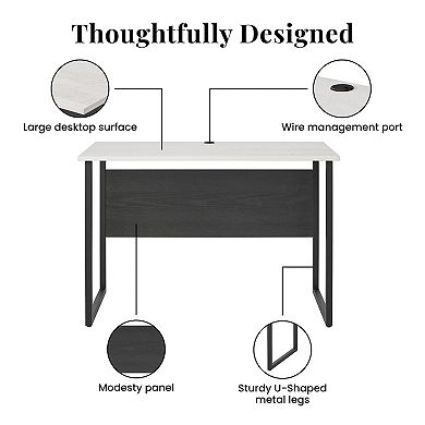 Lufeiya Teen Writing Desk with Low Profile Height, Compact Study Table with U Shaped Metal Legs