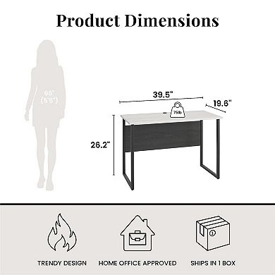 Lufeiya Teen Writing Desk with Low Profile Height, Compact Study Table with U Shaped Metal Legs