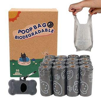Dog Waste Bags 240 Bags in 16 Rolls with Dispenser Leakproof Pet Trash Bags with Easy Tie Handle