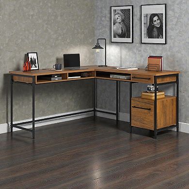 Lufeiya L Shaped Office Desk with Drawers, Corner Computer Desk with Cable Management and Storage