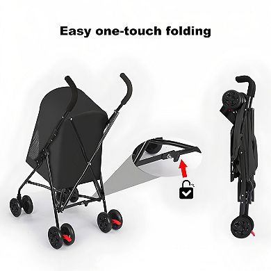 Small Dog & Cat Pet Stroller, Mesh Breathable Design, Lightweight & Foldable, with Cup Holder, Black
