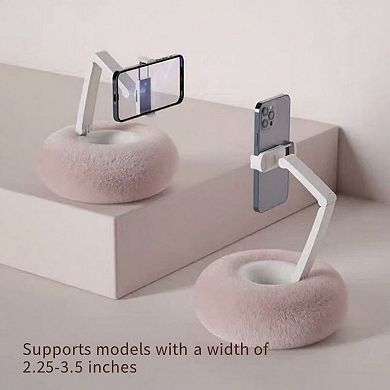 Women's Plush Weighted Phone Stand with Adjustable Folding Holder for Hands-Free Viewing