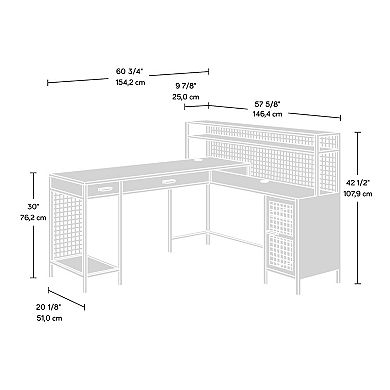 Lufeiya L Shaped Computer Desk with Drawers and Shelves, Industrial Office Desk with Storage Cabinet
