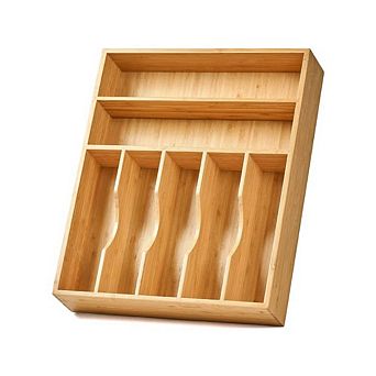 Extra-Deep 100% Bamboo Kitchen Drawer Insert Organizer