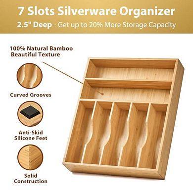 Extra-Deep 100% Bamboo Kitchen Drawer Insert Organizer