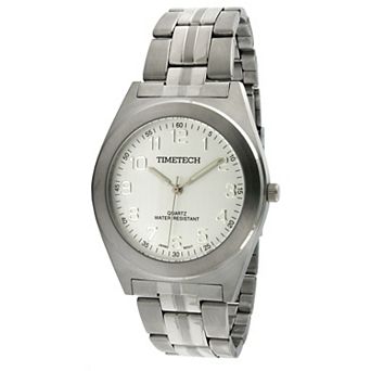 TIMETECH Men's Water Resistant Silver Dial Stainless Steel Bracelet Watch